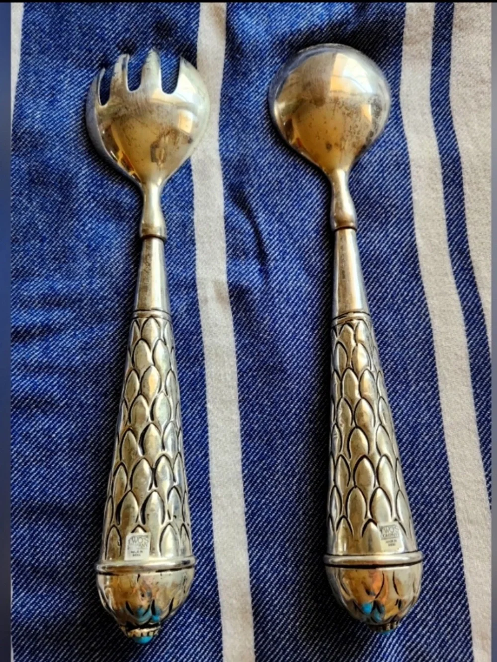 Vintage Silver-Plate Serving Spoon and Fork